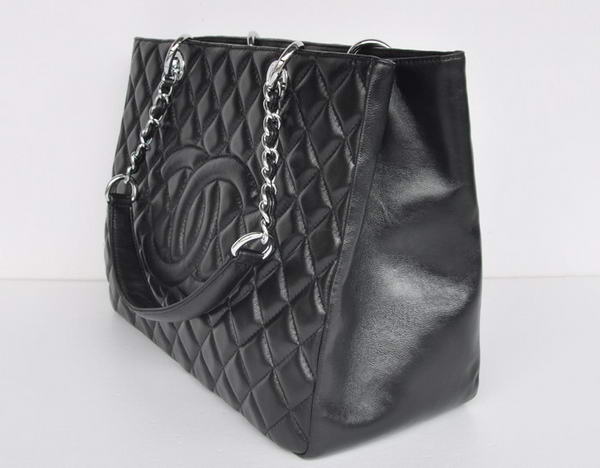 buy Cheap Chanel A50995 Black Sheepskin Leather Shoulder Bag Silver