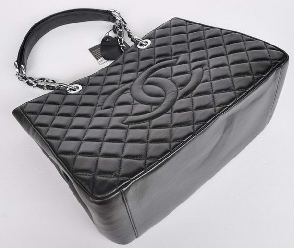 buy Cheap Chanel A50995 Black Sheepskin Leather Shoulder Bag Silver