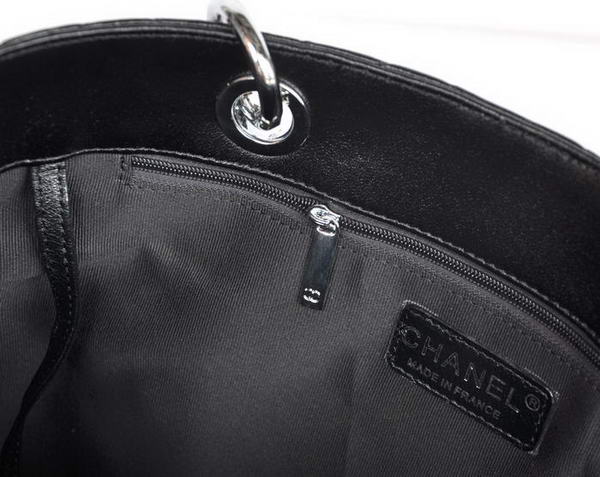 buy Cheap Chanel A50995 Black Sheepskin Leather Shoulder Bag Silver