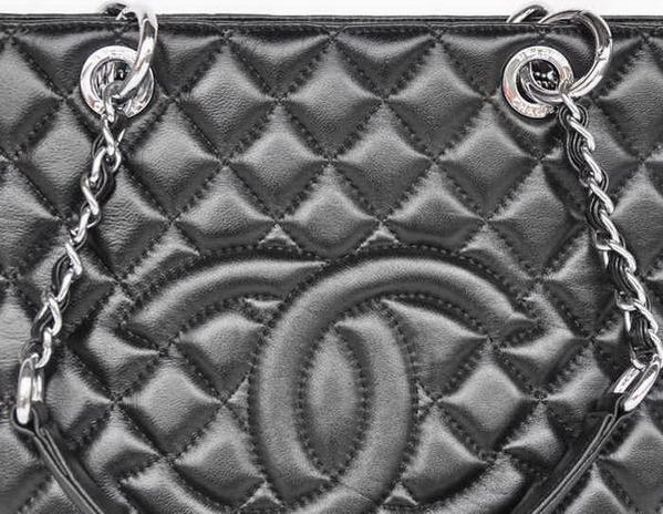 buy Cheap Chanel A50995 Black Sheepskin Leather Shoulder Bag Silver