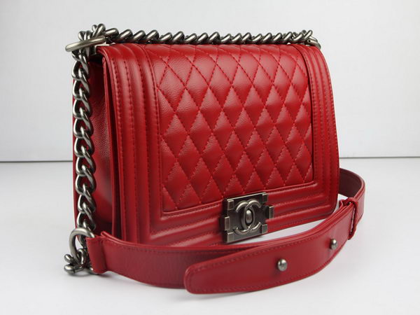 Chanel A67025 Le Boy Flap Shoulder Bag In Red Sheepskin Leather