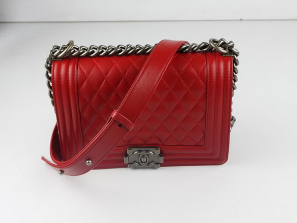 Chanel A67025 Le Boy Flap Shoulder Bag In Red Sheepskin Leather