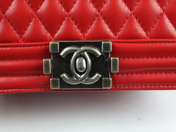 Chanel A67025 Le Boy Flap Shoulder Bag In Red Sheepskin Leather