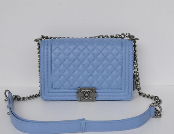 Chanel A67086 Blue Le Boy Flap Shoulder Bag Silver