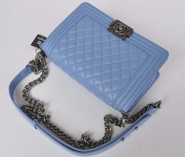 Chanel A67086 Blue Le Boy Flap Shoulder Bag Silver