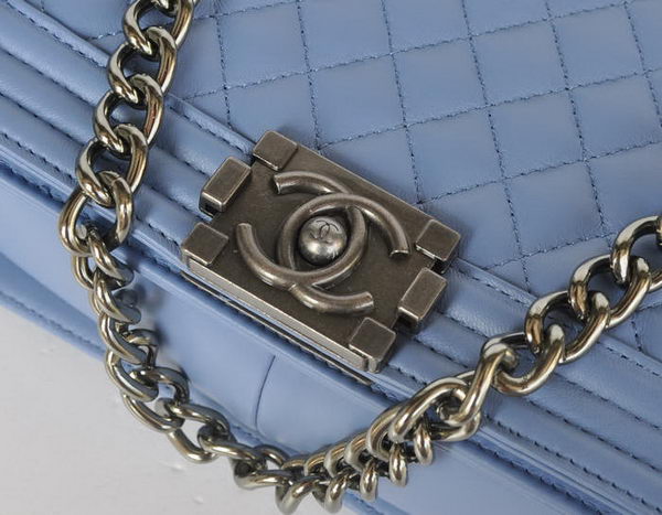 Chanel A67086 Blue Le Boy Flap Shoulder Bag Silver