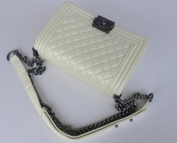 Chanel A67086 Offwhite Le Boy Flap Shoulder Bag Silver