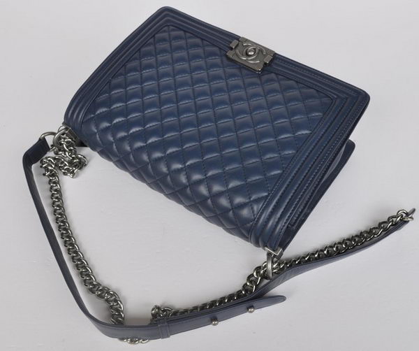 Chanel A67087 Royalblue Sheepskin Leather Le Boy Flap Shoulder Bag