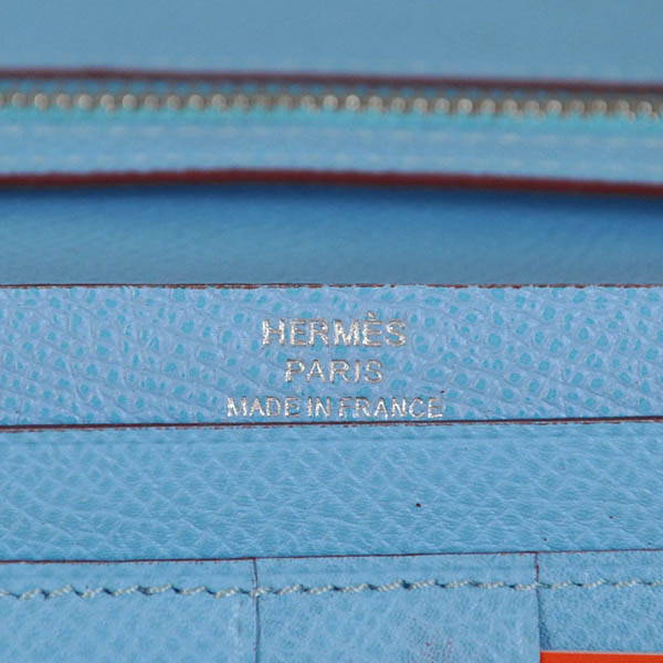 Hermes Bearn Wallet Original Smooth Leather Light Blue