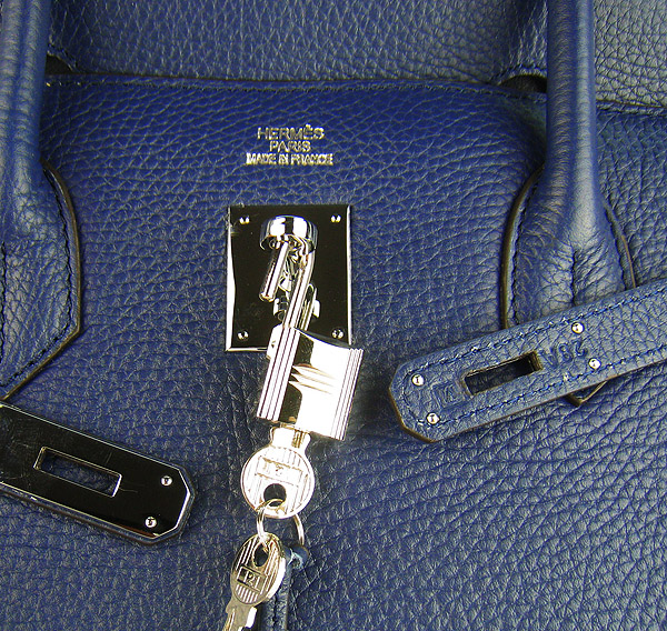 Hermes Birkin 40CM Togo Bag Dark Blue 6099 Silver