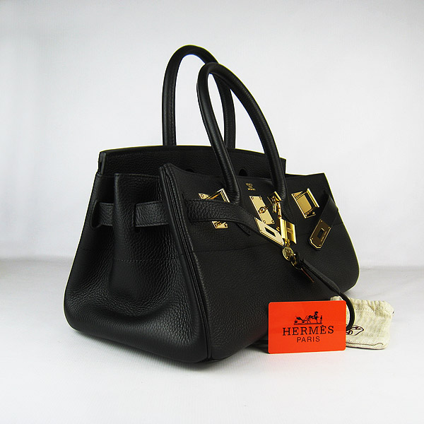 Hermes Birkin 6109 Togo Leather Bag Black 42cm Gold