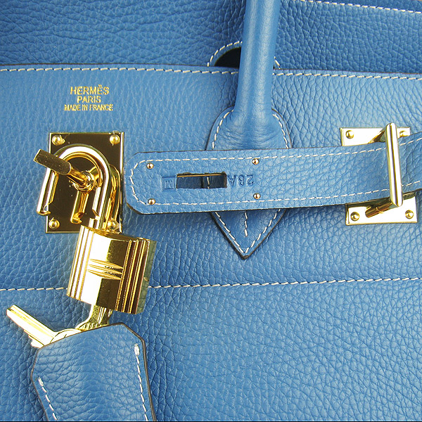 Hermes Birkin 6109 Togo Leather Bag Blue 42cm Gold