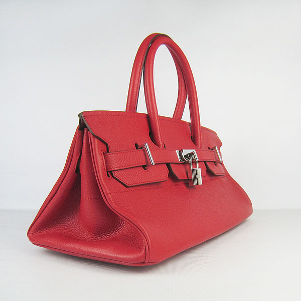 Hermes Birkin 6109 Togo Leather Bag Red 42CM Silver