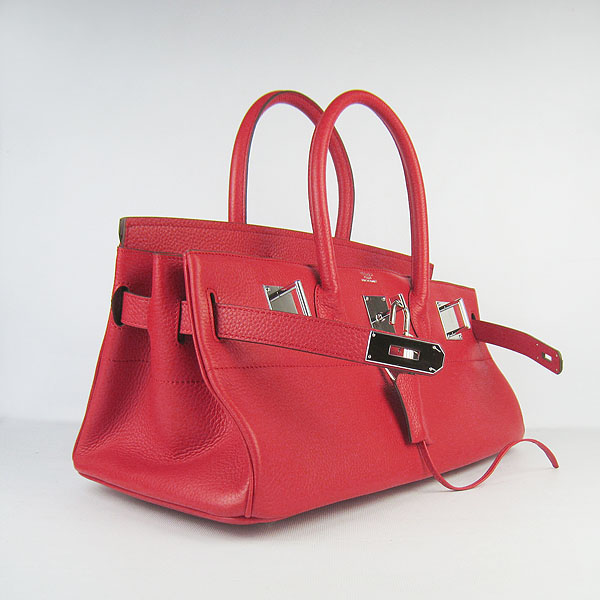 Hermes Birkin 6109 Togo Leather Bag Red 42CM Silver