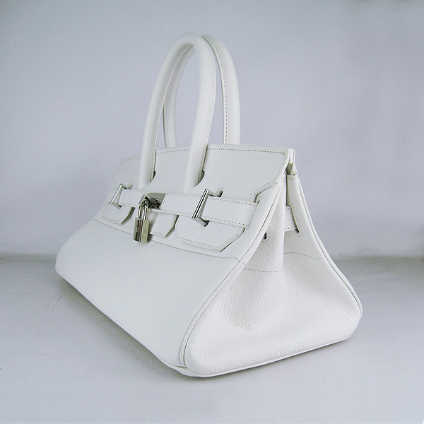 Hermes Birkin 6109 Togo Leather Bag White 42cm Silver 