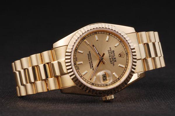 Rolex Datejust Golden Cutwork Stainless Steel Watch-RD2401