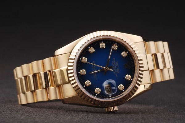 Rolex Datejust Mechanism Golden Bezel Blue Surface Watch-RD2438