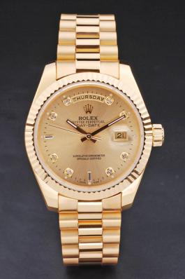 Rolex Day-Date 33 mm Gold Cutwork Watch-RD2946