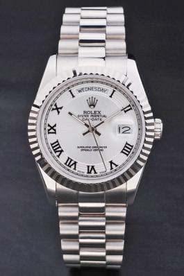 Rolex Day-Date Silver White Cutwork 34mm Men Watch-RD3822