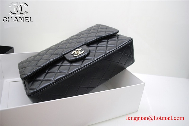 Chanel classic black Flap Bag 36070 silver chain