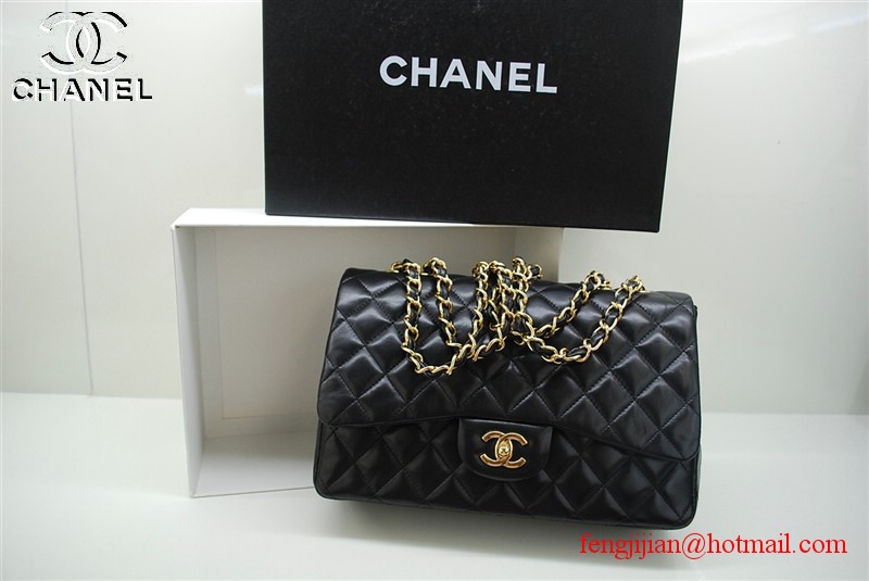 Chanel Jumbo Caviar Flap Bag 36076 Black gold chain