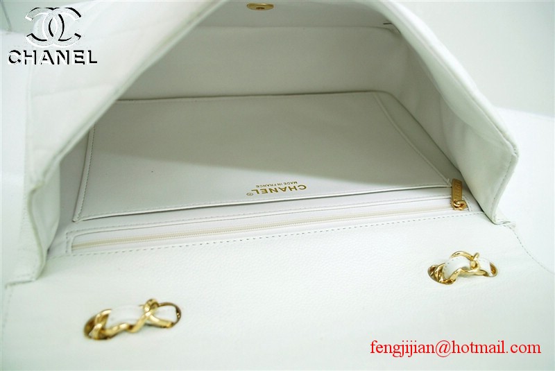 Chanel Jumbo Caviar Flap Bag 36076 White Gold Chain