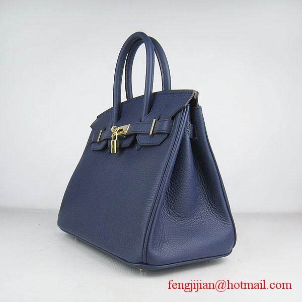 Hermes Birkin 30cm Togo Leather Bag Dark Blue 6088