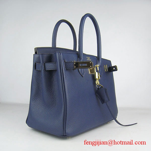 Hermes Birkin 30cm Togo Leather Bag Dark Blue 6088