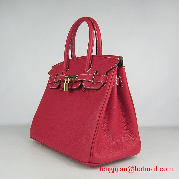 Hermes Birkin 30cm Togo Leather Bag Red 6088