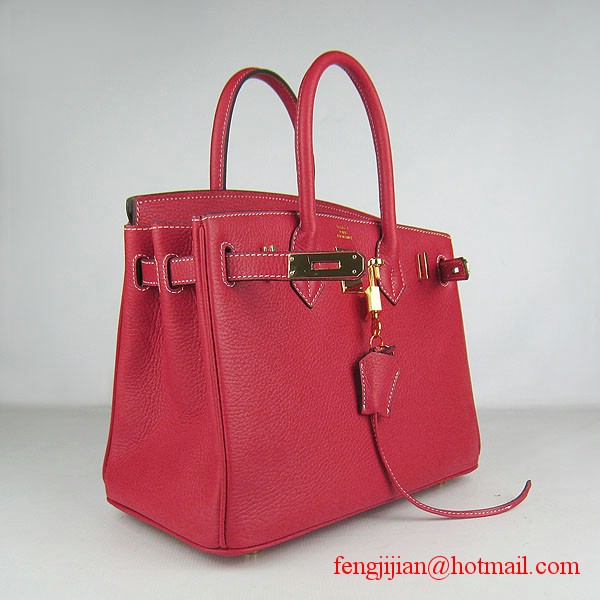 Hermes Birkin 30cm Togo Leather Bag Red 6088