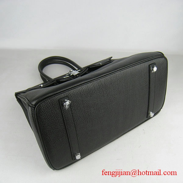 Hermes Birkin 35cm Tendon Veins Leather Bag Black Silver Hardware