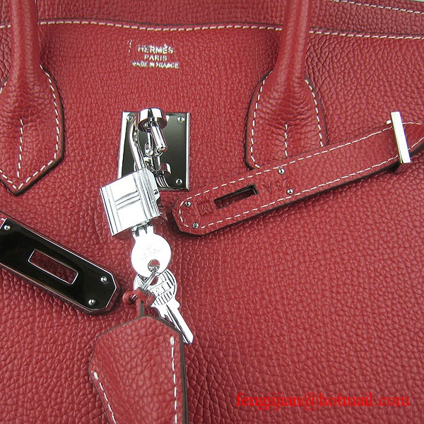 Hermes Birkin 35cm Tendon Veins Leather Bag Red Silver Hardware