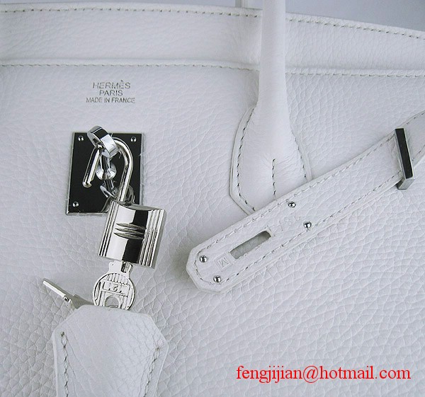 Hermes Birkin 35cm Embossed Veins Leather Bag White 6089 Silver Hardware