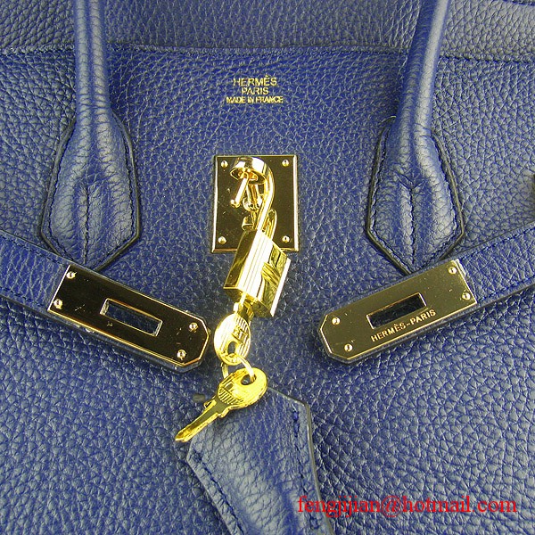 Hermes Birkin 35cm Embossed Veins Leather Bag Dark Blue 6089 Gold Hardware