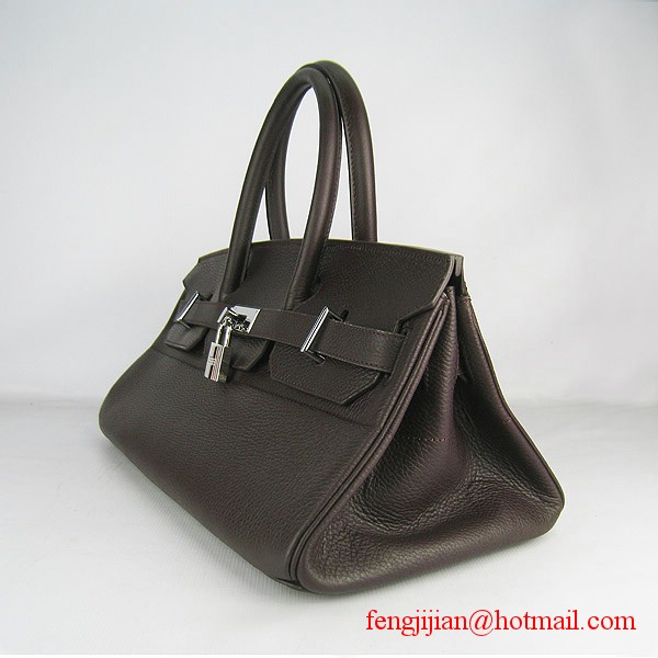 Hermes Birkin 42cm Togo Leather Bag 6109 Dark Coffee silver padlock