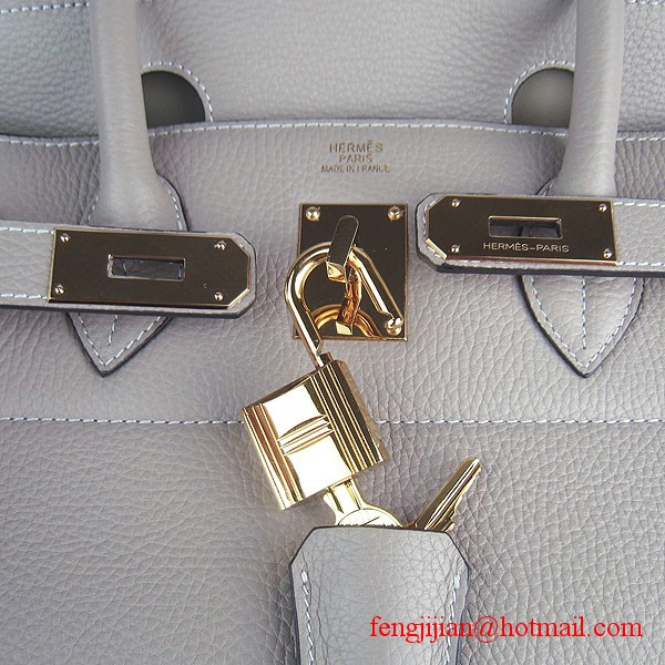 Hermes Birkin 42cm Togo Leather Bag 6109 Grey gold padlock