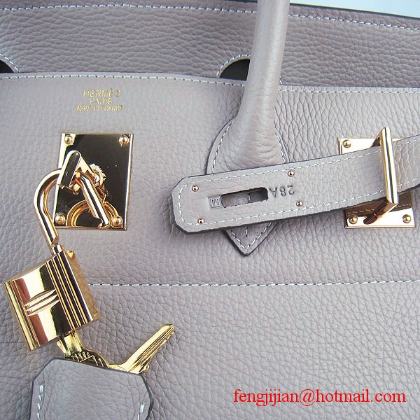 Hermes Birkin 42cm Togo Leather Bag 6109 Grey gold padlock