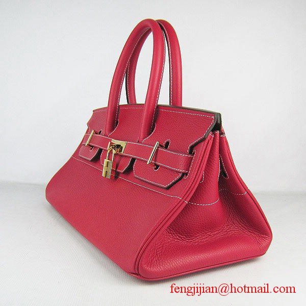 Hermes Birkin 42cm Togo Leather Bag 6109 Red gold padlock