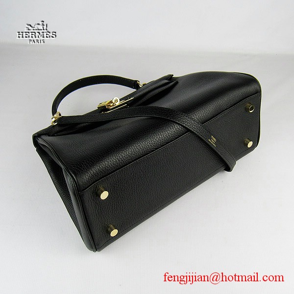 Hermes Kelly 32cm Togo Leather Bag Black 6108 Gold Hardware