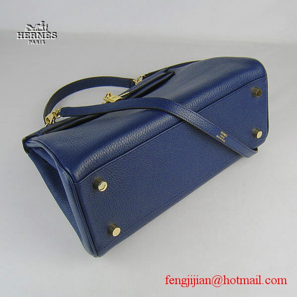 Hermes Kelly 32cm Togo Leather Bag Dark Blue 6108 Gold Hardware