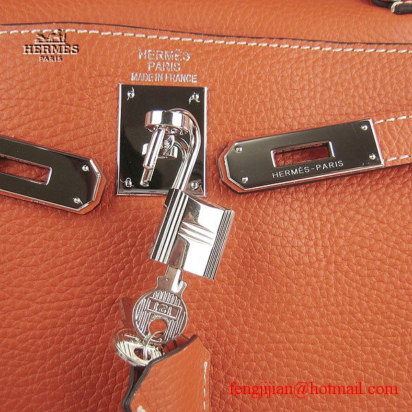 Hermes Kelly 32cm Togo Leather Bag Orange 6108 Silver Hardware