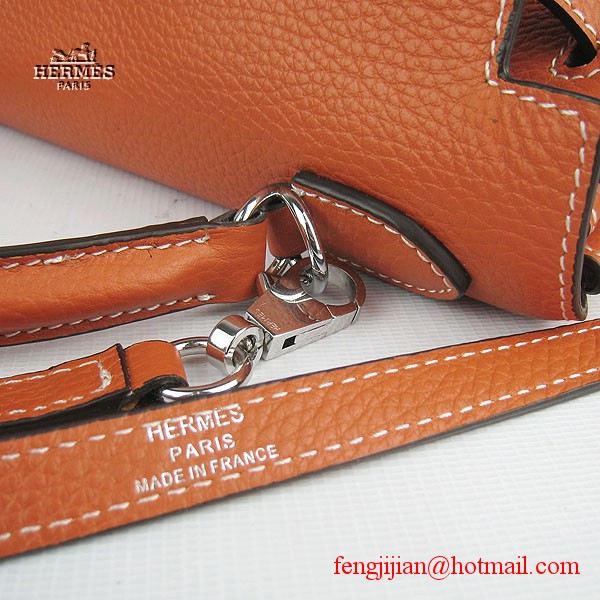 Hermes Kelly 32cm Togo Leather Bag Orange 6108 Silver Hardware