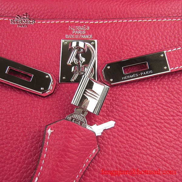 Hermes Kelly 32cm Togo Leather Bag Red 6108 Silver Hardware