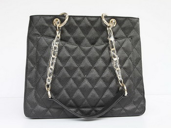 Chanel Quilted CC Tote Bag 35626 Black Gold Hardware